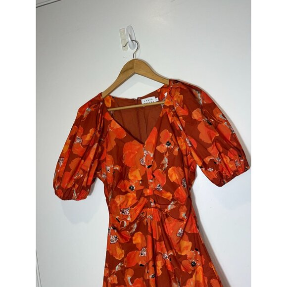 Tanya Taylor Lacey Puff-Sleeve Sandwashed Cotton Mini Dress Size 2 Womens $497 - Picture 3 of 9